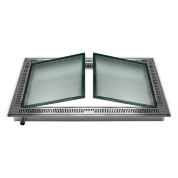 Lucernario MX A200 Glas (130 x 239 cm) L&uuml;ftung &ndash; Lichtschachtabschluss, zu &ouml;ffnendes, begehbares Glas